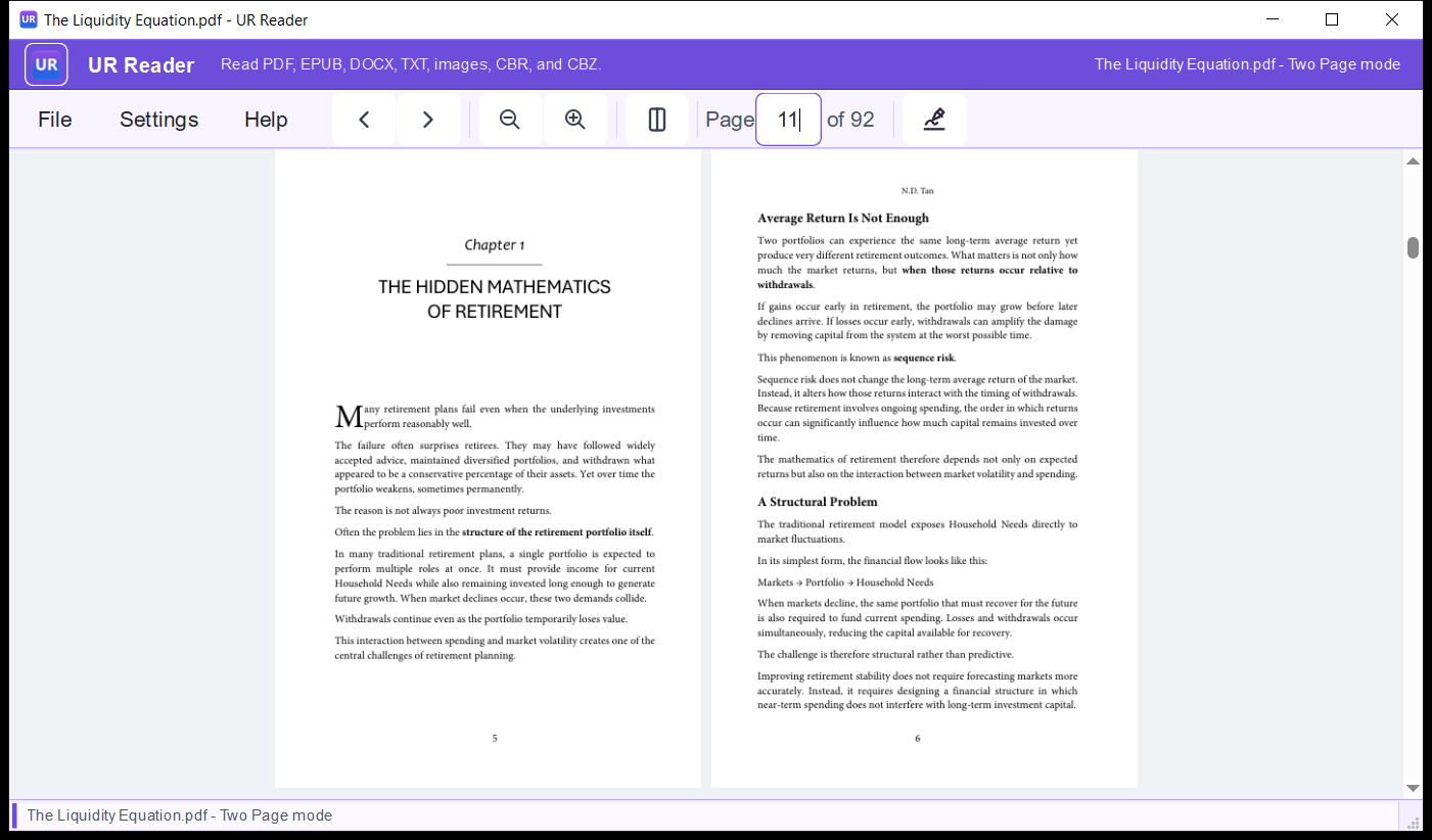 UR Viewer displaying a PDF document in two-page view